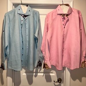 Bogosse men's linen lot of 2 long sleeve shirts